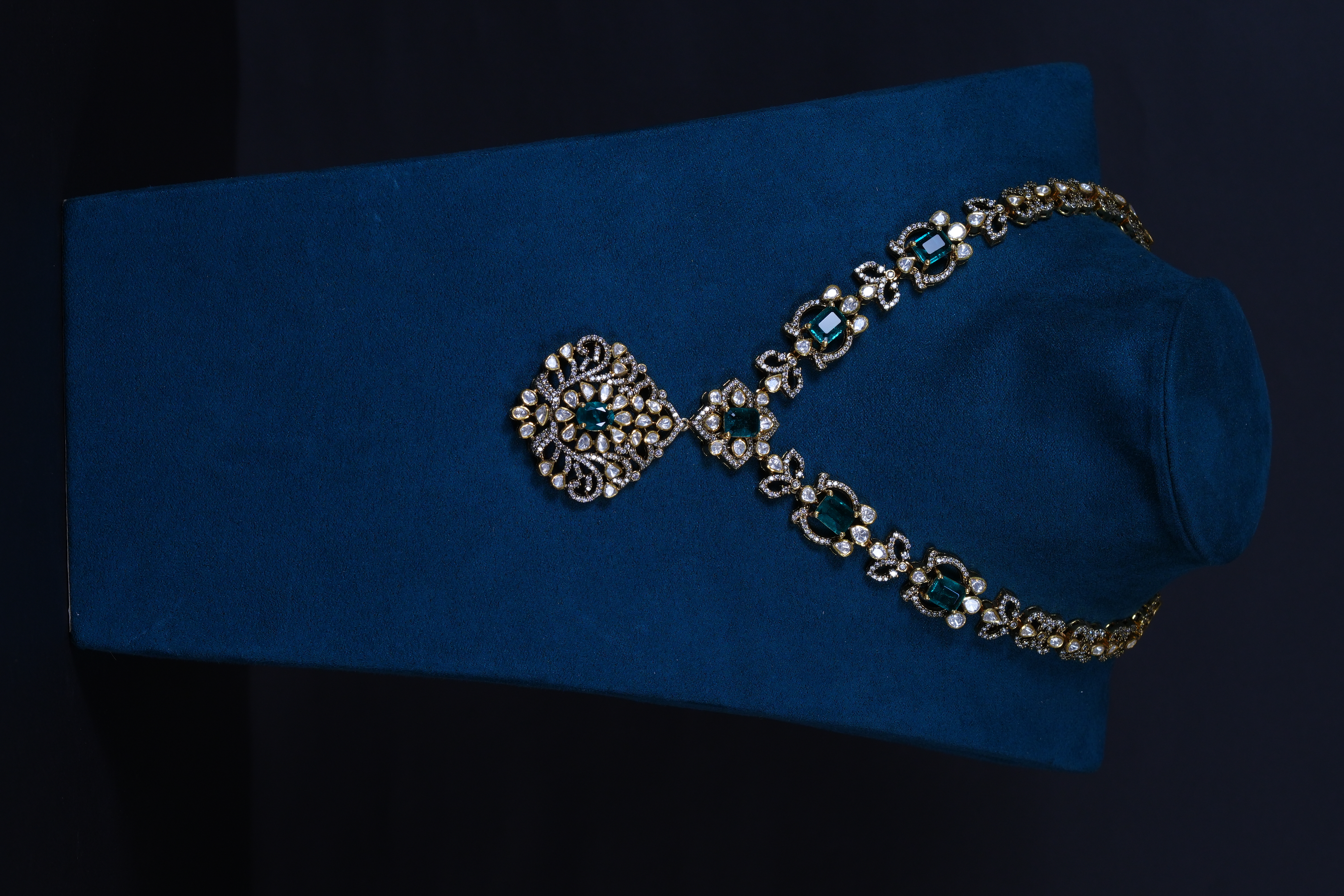 Elegant Emerald Moissanite Necklace & Earrings in 92.5 Silver