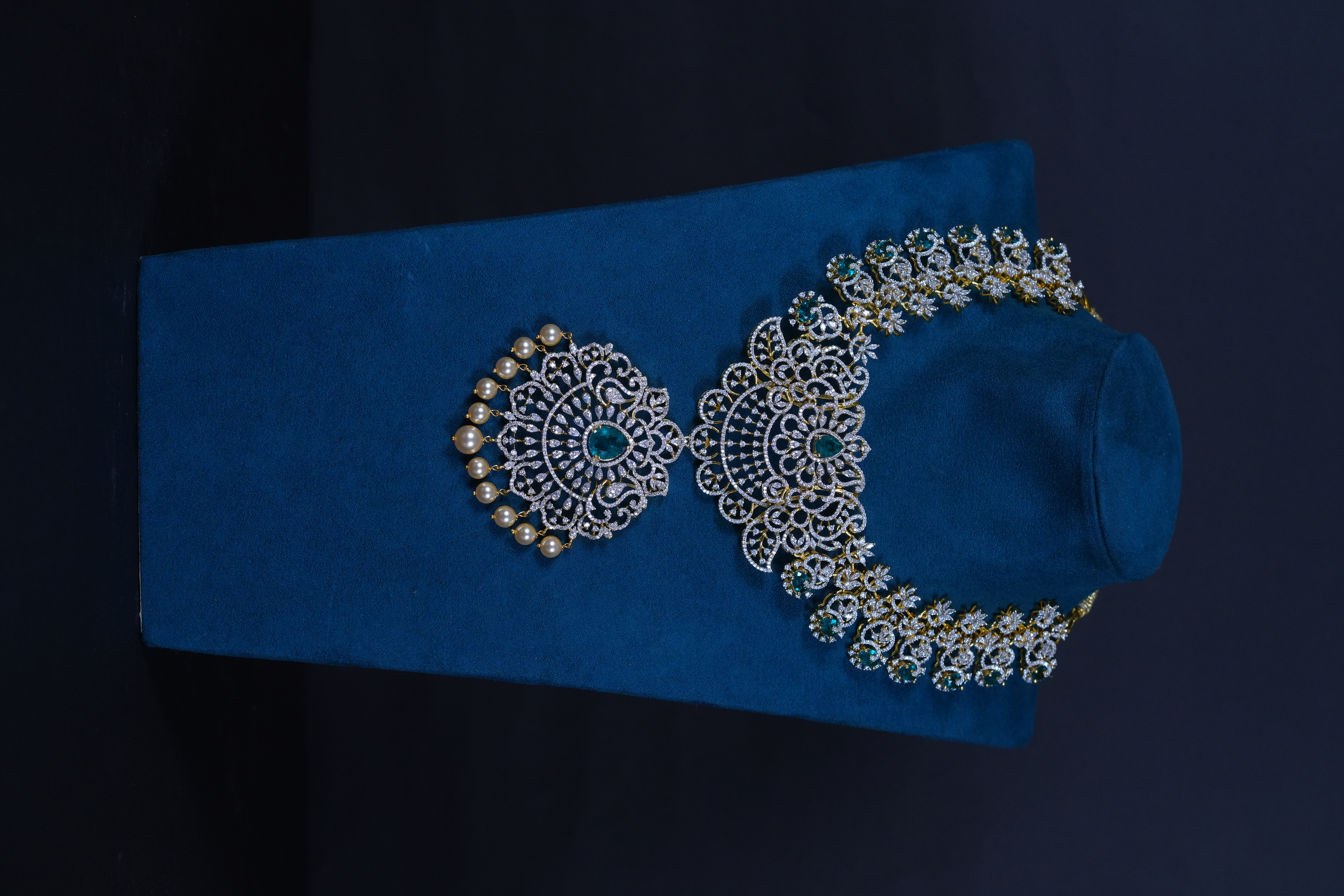 Emerald Diamond-Replica Necklace Set in 92.5 Sterling Silver