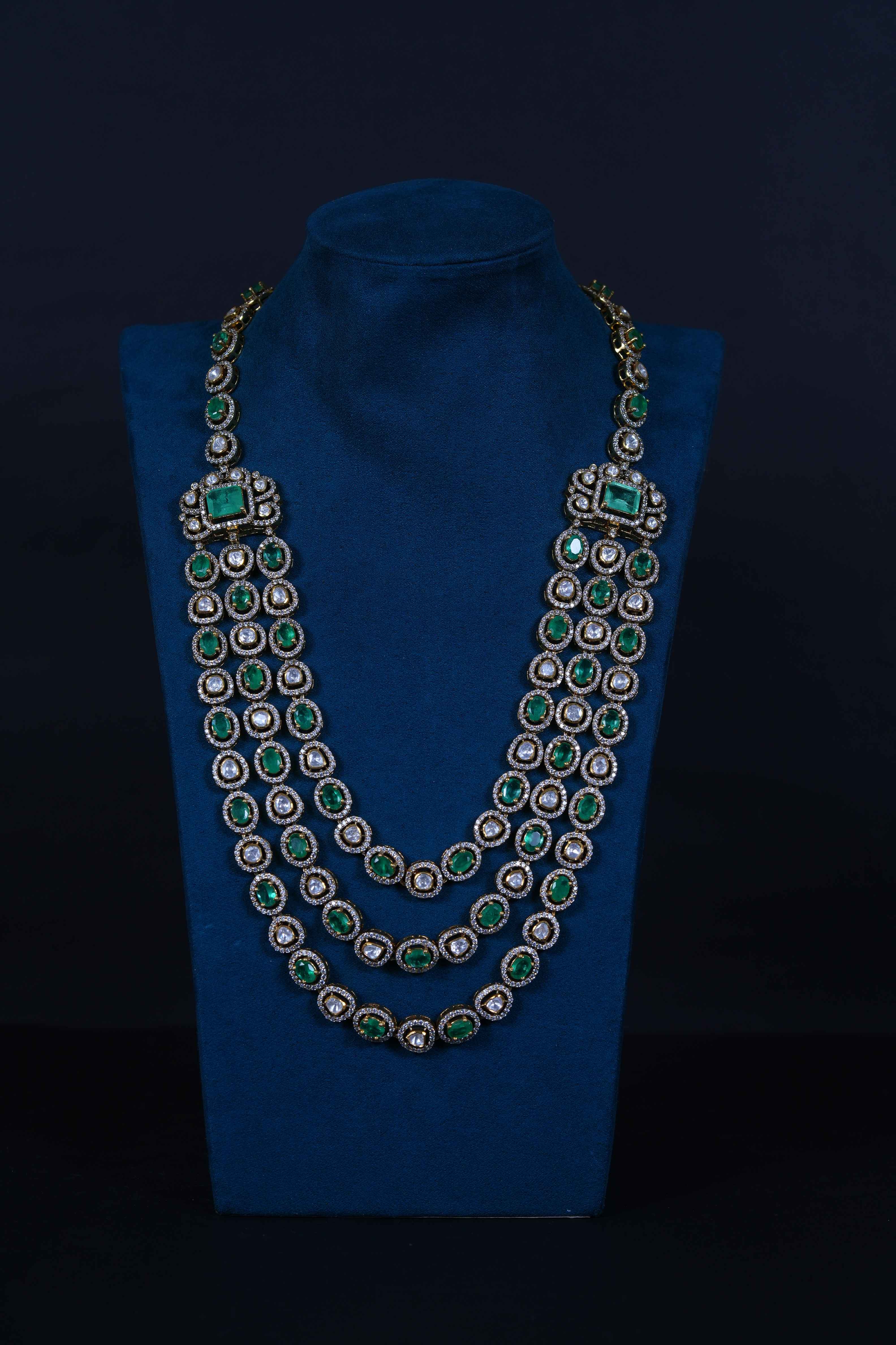 Royal Swarovski Pearl Haram with Moissanite Pendant Set